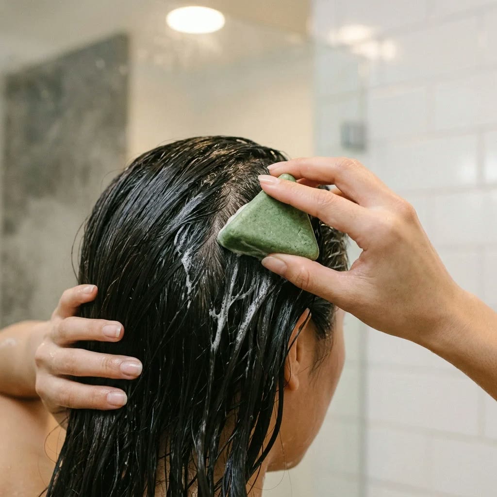 Step 1 — wet the scalp